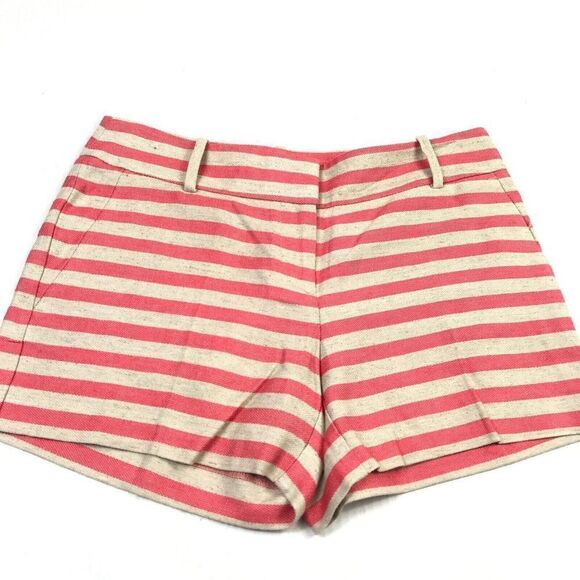 LOFT Womens 0 Striped Chino Shorts Linen Blend Casual Summer Preppy Beach Chic - Picture 2 of 10